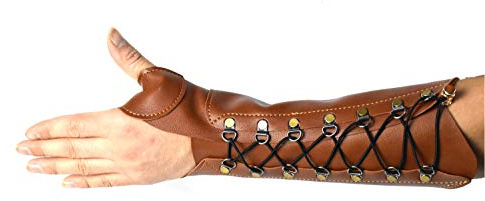 Windfulogo PU Leather Archery Arm Guard Hand Protector Brace Longbow Hunting Shooting Brown for Women & Men