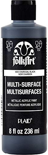 Plaid PE4693 Folk Art Multi-Surface Metallic Acrylic Paint, Metallic Charcoal Black, 8 oz.