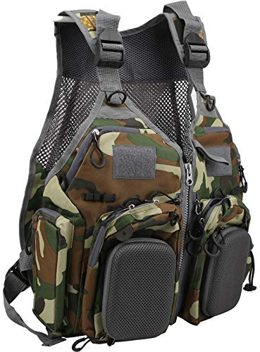 VGEBY Veste multifonctionnelle extérieure chasse pêche voyage camouflage gilet avec poches travail chasse pêche voyage Photo gilet avec poche