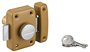 THIRARD - Verrou à Bouton Trident - Cylindre 45 mm - Coffre et Gâche en Alliage Chromé - Bouton ABS - 3 Clés en Acier Nickelé - Sécurité Intérieure - Finition Époxy Bronze