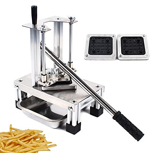 OUKANING Kommerciell pommesskärare 100 kg/timme, lätt att rensa, blad av rostfritt stål, perfekt för pommes frites, morötter etc.