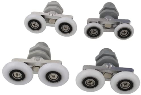 DAZZLEEX Ruedas para puerta de ducha, 4 unidades de poleas de arco antiguo para cuarto de baño, puerta de vidrio, puerta corrediza, rueda oscilante, rueda doble de 25 mm