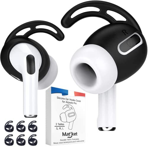 EarHooks Compatibles con AirPods Pro 1 – 3 Pares – Ganchos de Silicona Antideslizantes para Deporte – Accesorios Oreja para Gimnasio, Running, Ciclismo – Protección y Comodidad (Negro)