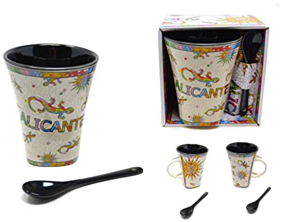 1 unit. Alicante tasse et cuillère. coffret cadeau. espagnol traditionnel. café et thé. Ballerines de Flamenco espagnol Traditionnel