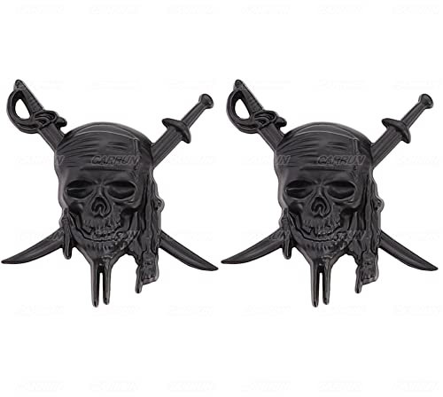 Emblème de pirate en forme de crâne - Étanche - Décoration pour voiture, camion, moto, réfrigérateur, porte d'ordinateur (noir)