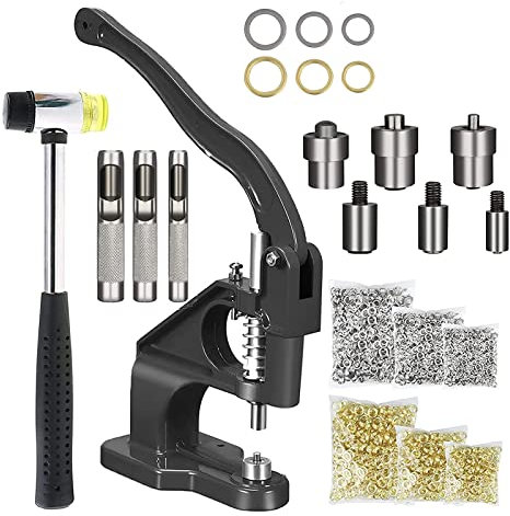 Ulable Juego de alicates para Ojales Profesional, Prensa de Ojales, Prensa de Botones, Prensa Manual, Perforadora con 1500 Ojales (diámetro Interior de 6 mm, 10 mm, 12 mm), Pinzas para Ojales Ideales