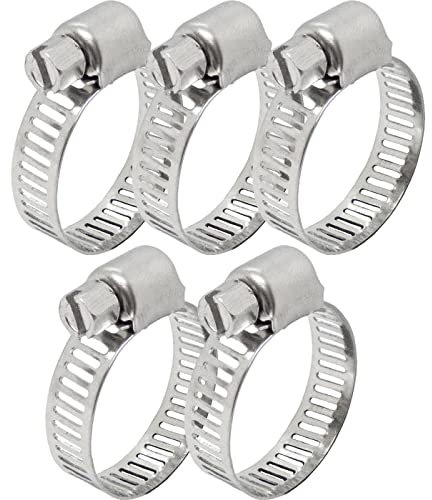 Lumonic 5x 16-25mm Collier de serrage en acier inoxydable V2A 201 I Collier de serrage réglable à visser I pour tuyaux flexibles machine à laver voiture voiture maison jardin