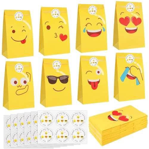 Bomtop 32 Pièces Sachet Bonbons Anniversaire, Sac Cadeau avec 36 Autocollants, Pochette Cadeau pour Fête, Mariage, Noël