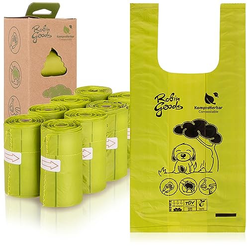 Robin Goods® 120x Hundekotbeutel mit Motiv - biologisch abbaubare Kottüten für Katzen- und Hundehaufen - umweltfreundliche Entsorgungsbeutel - Sackerl (120 - Stück)