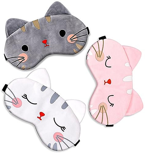 Schlafmaske für Kinder, 3 Stück, Niedliche Tier-Schlafaugenmaske, Plüsch-Gesichtsmaske, Reise-Schlafaugenmaske, Schlafhilfe, verstellbare Augenmaske, dehnbar, weich und bequem, Schlafaugenmaske
