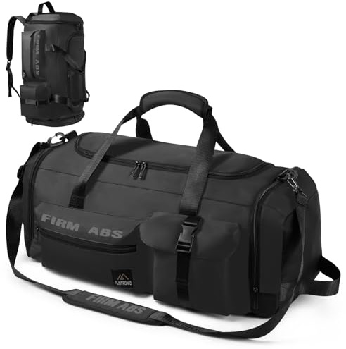 Flintronic 65L Bolsa Deporte Gimnasio, Bolsa de Viaje, Bolsa Deporte Fitness, con Zapato Separada Seco y Humedo, Ligera e Impermeable, Hombre y Mujer, para Deportivo Viaje Gimnasio, Negro