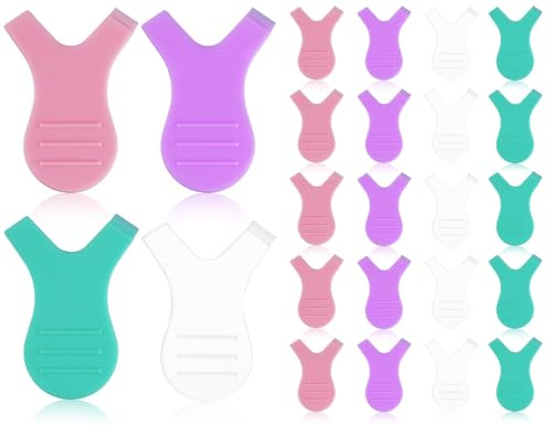 Lhbwhiz Lot de 20 brosses à cils en silicone,quatre couleurs,cinq de chaque,peigne de levage de cils en forme de Y,brosse à cils de greffe en silicone(vert,rose,transparent,violet)