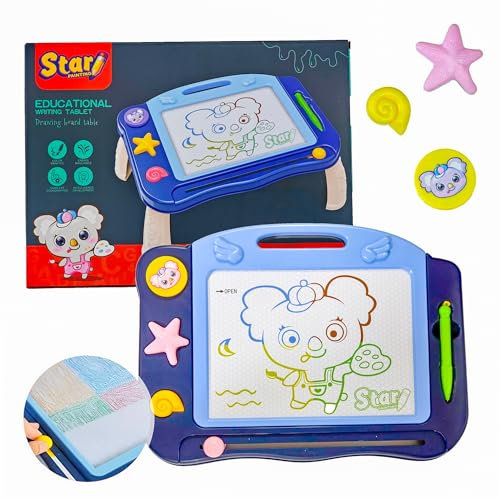 Mauepersu Maltafel Zaubertafel Kinderspiele ab 2 3 4 5 Jahre Geschenk Mädchen Jungen, Bunt Magnetische Zeichenbrett Lernspielzeug ab 2-5 Jahre, Magnettafel Reisegröße Kinder Spielzeug (Blau)