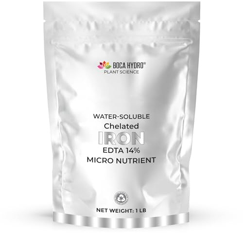 Boca Hydro Chelated Iron EDTA 14% Water Soluble Plant Food for All Plants, Vegetables, Flowers and Trees. (1 Lb)