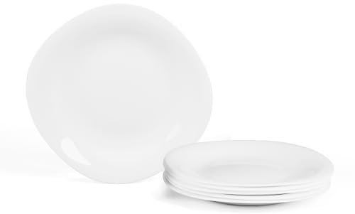 LaGlint 20,32 cm Piatti Dessert Bianco, Set di 6 Quadrato Piatti da Insalata in Vetro Opalino, Forno a Microonde e Lavabile in Lavastoviglie, per Insalata, Antipasti, Cibo, Dessert, Sushi