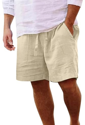 LVCBL Shorts herr sommar linneshorts lätta luftiga bermuda fritid korta byxor