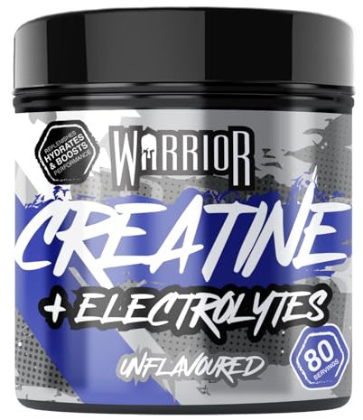 Warrior Creatine Monohydrate Powder + Electrolytes Powder 360g (80 Servings) – Performance, Hydration, Pre & Post Workout for Men & Women – Micronized Creatine + Electrolyte Supplement, Unflavoured