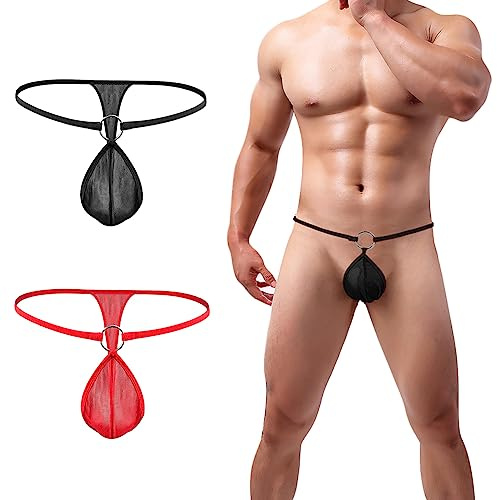 IBLUELOVER String Homme Slips avec Taille Basse sous-Vêtements Sexy et Classique pour Homme Tanga Bikini String Transparent Lingerie pour Cosplay Costume G-String Underwear Thong Coquine