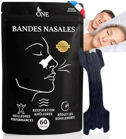 60 Bandelettes Nasales | Anti Ronflement | Patch Nez Bouché pour Mieux Respirer | Strip Nasal Sport Noir Efficace Puissant contre Apnée du Sommeil - Inflow Respire - Taille Universelle