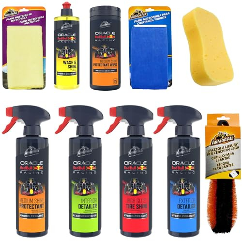 Armor All Kit Limpieza Coche Interior y Exterior, Pack 9 Productos Profesionales con Tecnología Cerámica SiO2, Limpiatapicerías, Cristales, Salpicadero, Llantas, Detailing Total