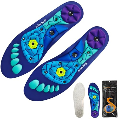Acupressure Insoles for Men and Women- Orthopedic Acupoint Massage Insoles, Non-Slip Shock Absorption, Breathable Design for Foot Pain Relief & All-Day Comfort (Blue, L(Men 8-12/Women 9-13))