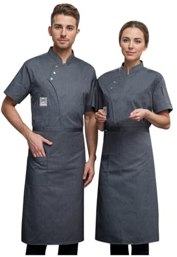 Veste de Cuisine Légère Respirante Manches Courtes, Blouse Cuisine Homme, Tenue Cuisine Femme, Blouse Noire, Blouse de Travail Homme, Veste Cuisine Femme, Veste de Cuisine, Jacket Professionnel Hôtel