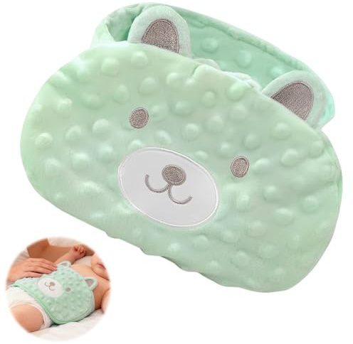 Cinturón AnticóLico para Bebé, Afenau 63x16cm Bolsa Semillas Colicos Bebe, Ajustable Cojín Antirreflujo Bebe para Aliviar Los Cólicos y Dolores de EstóMago(Verde)