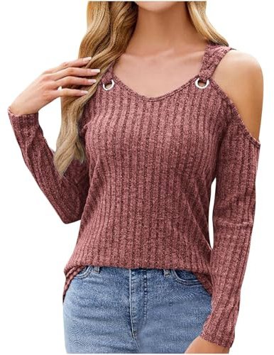 Pullover Spalle Scoperte Donna Tinta Unita T Shirt off Shoulder Tunica Scollo a V Maglietta Manica Corta Blusa Estiva Elegante Maglia Spalla Cadente Magliettae Y2K Top Senza Spalline Moda Streetwear