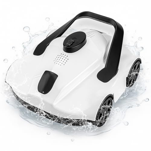 Robot de piscina inalámbrico para piscina elevada, hasta 130 minutos de autonomía, retorno automático al borde de la piscina, limpiador de suelos eficiente con sistema de filtro, diseño ligero y fácil