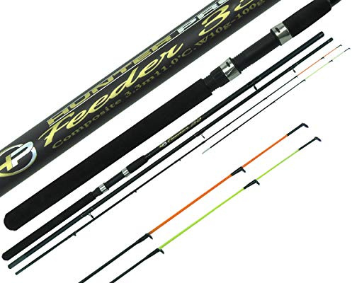 HUNTER PRO® 11ft FEEDER ROD WITH TWIN TIPS & CLOTH BAG LEDGERING QUIVER TIP ROD