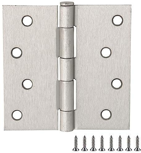 Design House Door Hinges for Interior Doors 10-Pack 4-inch x 4-inch, Design House Square Corner Steel Door Hinge Door Hardware, Satin Nickel, 181669