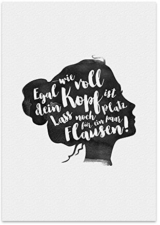 TypeStoff Kunstdruck, Poster mit Spruch – Voller Kopf - Typografie-Bild auf hochwertigem Karton - Plakat, Druck, Print, Wandbild - KD-00180-M