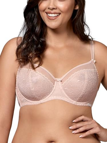 Nipplex Rafaela Soft Vollschalen-BH für DamenExtra bequemes Design Weiche Konstruktion mit Spitze, verstellbaren Trägern und seitlichen BügelnZarte BusenformungCappuccino, 85 Std