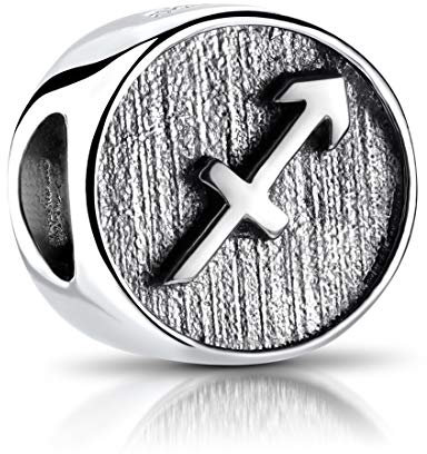 MATERIA Sternzeichen Schütze Beads Silber 925 Anhänger rund antik für Damen Herren Armband oder Kette 593