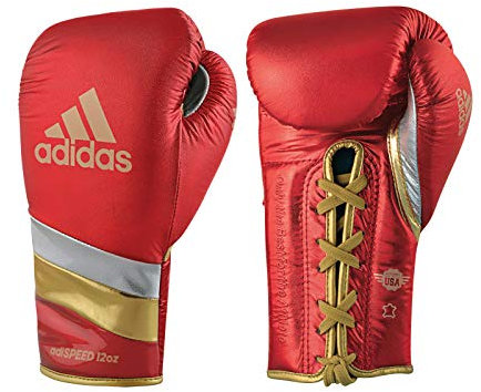 adidas Speed 500 Pro - Guanti da boxe in vera pelle, per uomini e donne, con lacci, borsa pesante e guanti da kickboxing