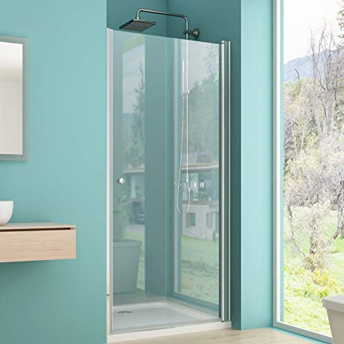 IMPTS Nische duschtür 100cm, Pendeltür Schwingtür Dusche Duschwand Duschkabine 6mm ESG Sicherheitsglas 185cm