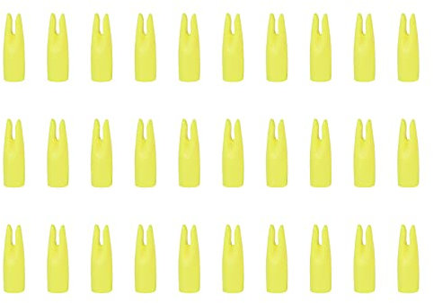 NIKA ARCHERY 30 Stück Pfeilnocken Kunststoff Außenknock für ID7mm-Schaft Bogenschießen Outdoor-Sport Jagdzubehör GELB