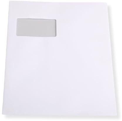 500 St. Versandtaschen A4/C4, extra, stark, weiß, 120 g/m² Papier, mit Fenster, selbstklebend, Briefumschlag, Kuvert, Briefhülle, Großbrief, Versandbeutel