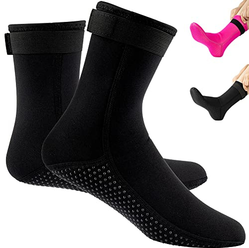 Tyuodna 3mm Neoprensocken,rutschfeste Tauchsocken für Erwachsene Damen Herren,Dicke Schwimmsocken,wasserdichte Socken zum Schnorcheln,Schwimmen,Surfen,Wassersport(Schwarz,XS-S)