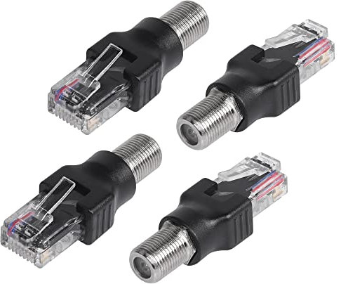 CERRXIAN 4 STÜCKE RF auf RJ45 Koaxialkonverter RF Buchse auf RJ45 Stecker Koax Barrel Adapter für Line Tester