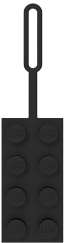 Lego Tag 2x4 - Nero (53654), Etichetta per bagagli in silicone, Vacanza, Crociera, Identificazione valigia