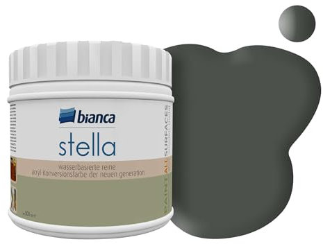 Bianca Stella Möbelfarbe Ohne Schleifen - Wasserbasierte Parfümierte Universalfarbe für Möbel, Holz, Fliesen, Metall & Kunststoff - Anthrazitgrau, Glänzend, Kratzfest, Hochdeckend, 500ml