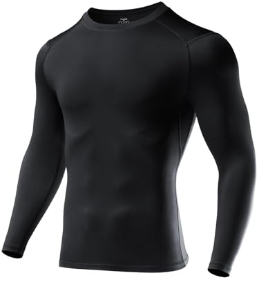 Niksa 1 Pack or 3 Packs Long Sleeve T Shirt Men's Muscle Fit T-Shirt Compression Breathable Slim Tops for Gym Work Running Sports Cycling Active Wear Tshirt Base Layers Men Mesh Quick-Drying Clothing