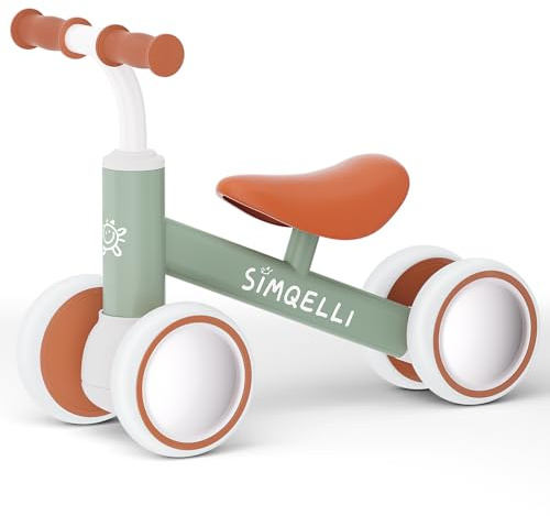 SIMQELLI Bicicleta de Equilibrio para Niños de 1 Año, Correpasillos Bebé Juguetes Niños de 10 a 24 Meses, Primera Bicicleta sin Pedal con 4 Ruedas, Bici Equilibrio Cumpleaños