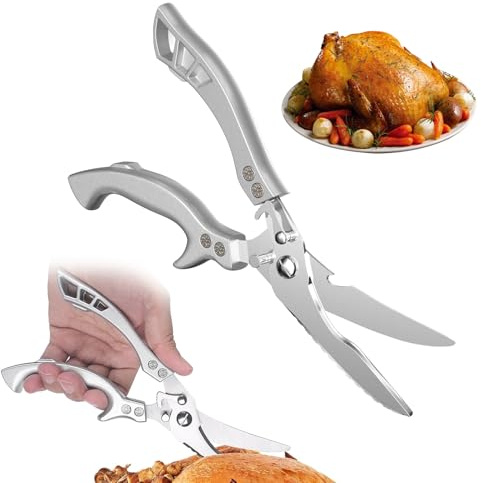 WQNNQW Ciseaux De Cuisine Avec Fermeture De Sécurité Et Mécanisme À Ressort Ciseaux En Acier Inoxydable,Pour Couper La Viande,Les Os De Poulet, Le Poisson Et Les Légumes
