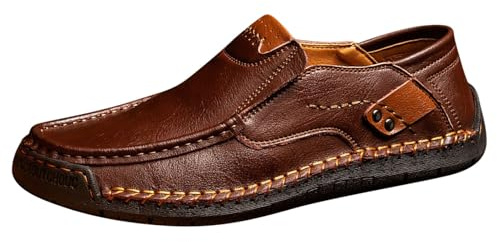 Generisch Mocassini Uomo Slipper Slip on Business Scarpe da Barca Classiche Pantofole Estate Leggere, Mocassini, Scarpe Piatte, Morbide, Pantofole Comfort, marrone, 39 EU