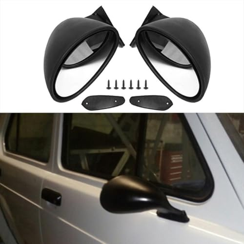 HWJAHQ Style Left & Right Car Classic Retro Door Wing Side Mirror Rearview Vintage Matte Universal Black