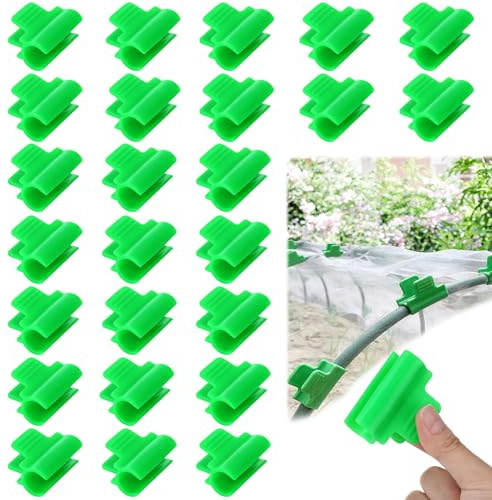 50 Piezas Abrazadera de Invernadero, 16mm Antideslizante Pinzas de Tela, Verde Plástico Clips Plantas, Túnel Clips para Tomateras, Sombra de Jardín, Entrenamiento de Plantas