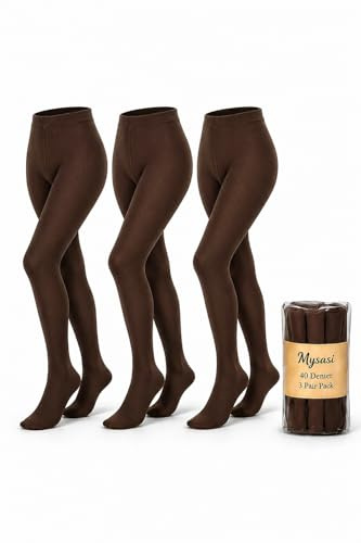 MYSASI Women’s Tights 3 Pack – 40 Denier Opaque Tights, Soft Stretch Comfortable Everyday Wear Multipack