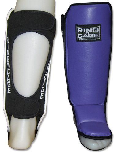 Womens Hook&Loop MMA Grappling Shin Instep - Purple - Open Back for MMA, Muay Thai, Kickboxing
